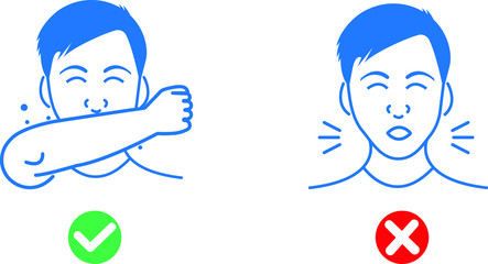 Personal hygiene icon. Covering mouth with hand while sneezing icon vector illustration