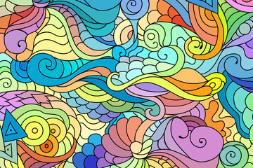Zentangle inspired tribal ornaments with hand drawn doodle drawings. Bohemian abstract background.