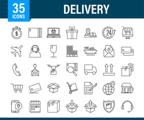 Set with delivery icon. Delivery service. Fast courier. Truck icon set. Vector stock illustration.