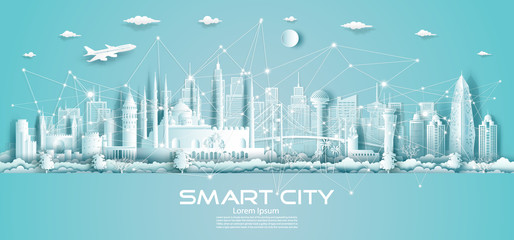 Technology wireless network communication smart city with architecture in Turkey.