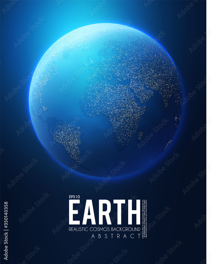 Canvas Prints eath planet in space with lights. realistic universe. cosmos background.