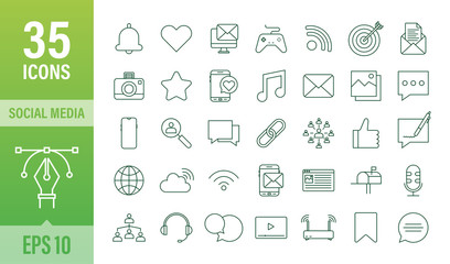 Set Social media icon. Telephone icon. Digital communication. Chat bubble. Vector stock illustration.