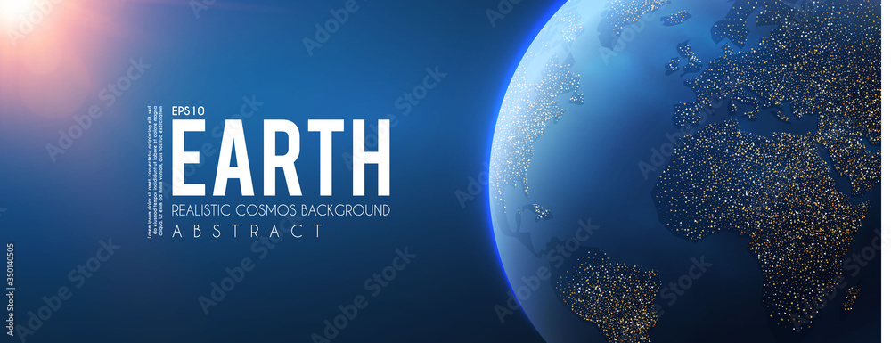 Canvas Prints eath planet in space with lights. realistic universe. cosmos background.