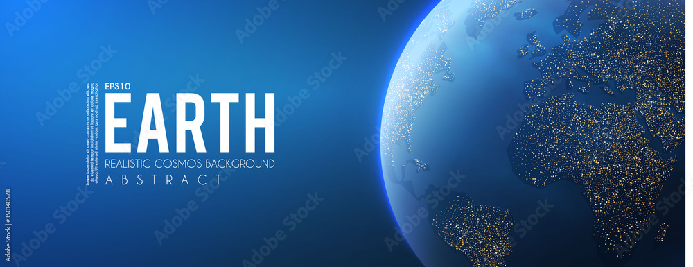 Canvas Prints eath planet in space with lights. realistic universe. cosmos background.