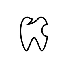 Caries vector icon in linear, outline style isolated on white background