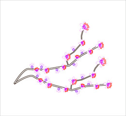 almond branch with flowers illustration for web and mobile design.