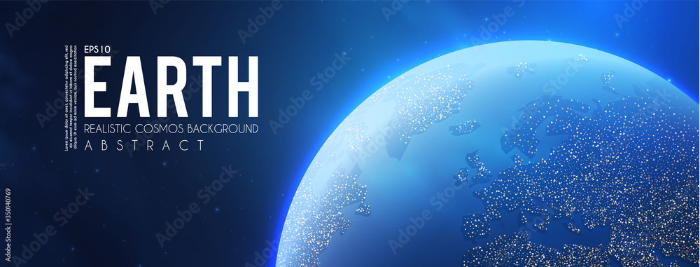 Canvas Prints eath planet in space with lights. realistic universe. cosmos background.
