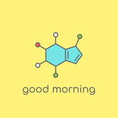 caffeine molecular structure. Good morning concept. chemical formula and text.