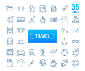 Fototapeta na wymiar Set travel icon for web design. Business icon. Vector stock illustration.