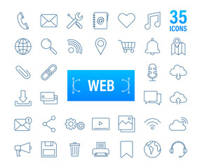 Web icon set. Business. Email icon. Video chat. Vector stock illustration.