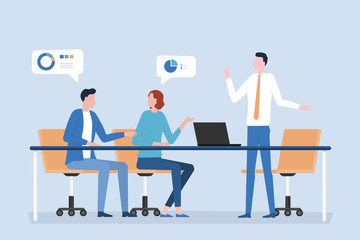 flat vector group business team meeting and working concept 