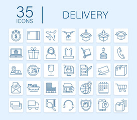 Set with delivery icon. Delivery service. Fast courier. Truck icon set. Vector stock illustration.