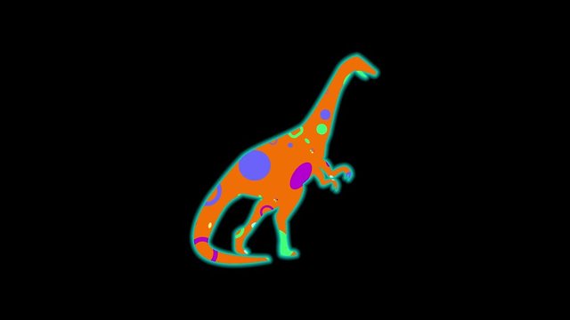 Anchisaurus icon. Color animation on black background