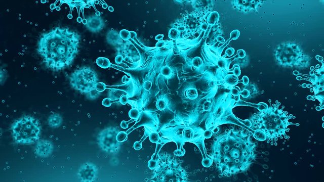 Microscopic view of infectious Sars-CoV-2 Omicron arcturus virus cells. Coronavirus disease COVID-19 outbreak. 3D animation