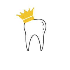 tooth icon dent smile crown logo vector