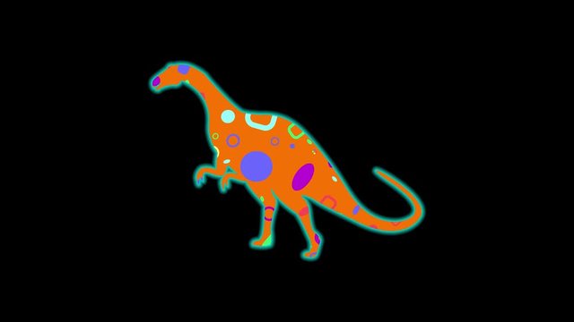 Plateosaurus icon. Color animation on black background