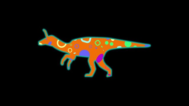 Cintaozavr icon. Color animation on black background