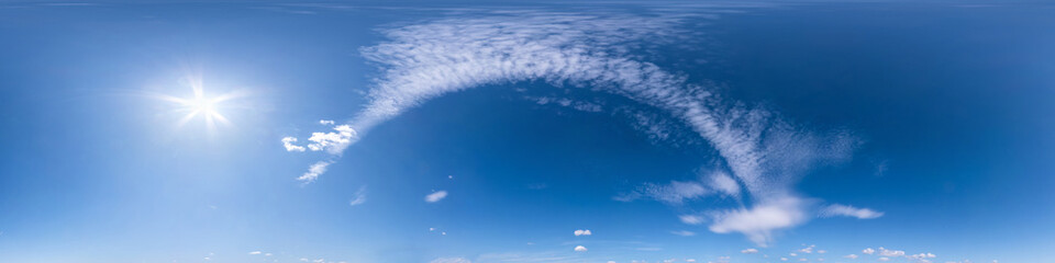 clear blue sky with beautiful fluffy cumulus cloud. Seamless hdri panorama 360 degrees angle view...