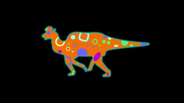 Lambeosaurus icon. Color animation on black background