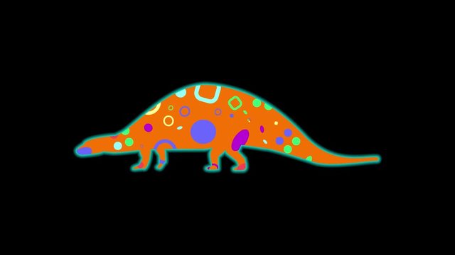 Nodosaurus icon. Color animation on black background