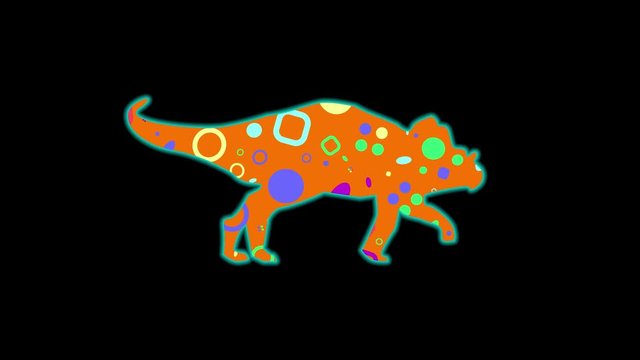 Archaeoceratops icon. Color animation on black background