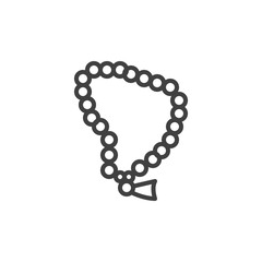 Rosary beads line icon. linear style sign for mobile concept and web design. Islamic rosary outline vector icon. Symbol, logo illustration. Vector graphics