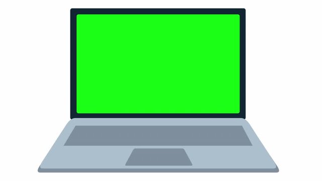 monitor laptop with green screen animated with alpha channel background