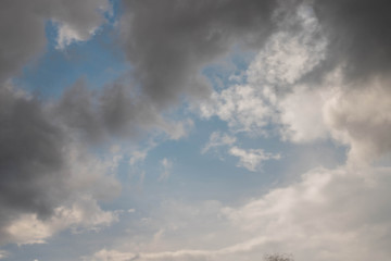 Fototapeta na wymiar blue sky with white and grey rain clouds