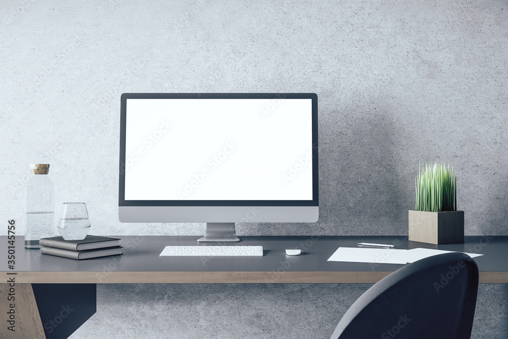 Aufkleber Designer desktop with empty white computer screen