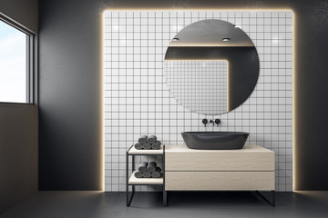 Luxury gray bathroom with mirror