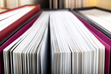 Abstract background of books with selective focus on the pages
