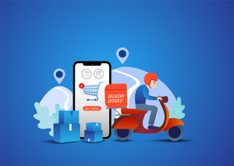 Shopping Online on Website or Mobile Application Vector Concept Marketing and Digital.Online delivery service concept.
