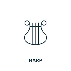 Harp icon from music collection. Simple line Harp icon for templates, web design and infographics