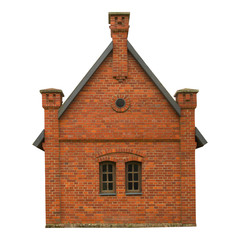 Old brick building isolated on a white background with clipping path.