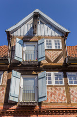 Hatches on the facade of an old house in Lauenburg, Germany