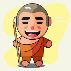 Boy of shaolin cute cartoon vector illustration