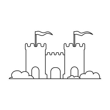 recommend clip art: Sand castle vector icon.Outline vector icon isolated on white background sand castle .