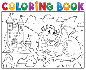 Photo sur Plexiglas Pour enfants Livre de coloriage thème dragon couché 2