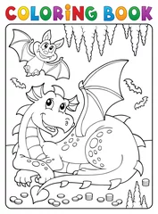 Photo sur Plexiglas Pour enfants Livre de coloriage thème dragon couché 3