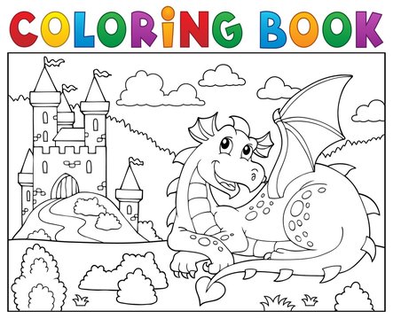 Coloring book lying dragon theme 2