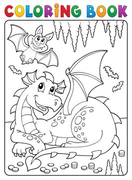 Coloring book lying dragon theme 3