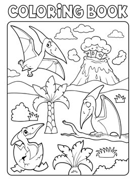 Coloring book pterodactyls theme image 1
