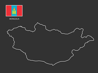 vector Mongolia map thin line style.