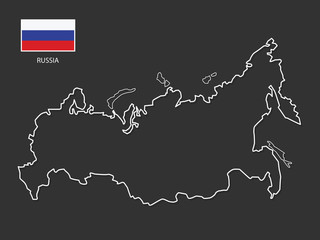 vector Russia map thin line style.