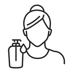 Facial cleansing line black icon. Skin care. Isolated vector element. Outline pictogram for web page, mobile app, promo.