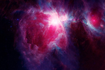 Obraz na płótnie Canvas Beautiful red cosmic nebula in deep space. Elements of this image were furnished by NASA.