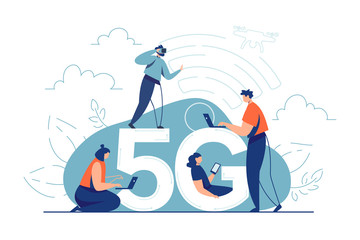 5g internet consept. Cellular network broadband internet technology.