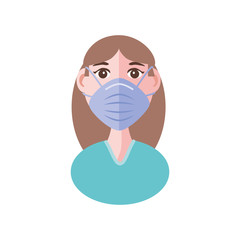 young woman with face mask, coronavirus prevention