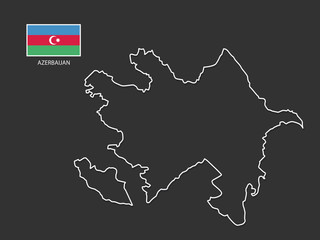 vector Azerbaijan map thin line style.