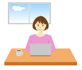 在宅勤務中の女性
